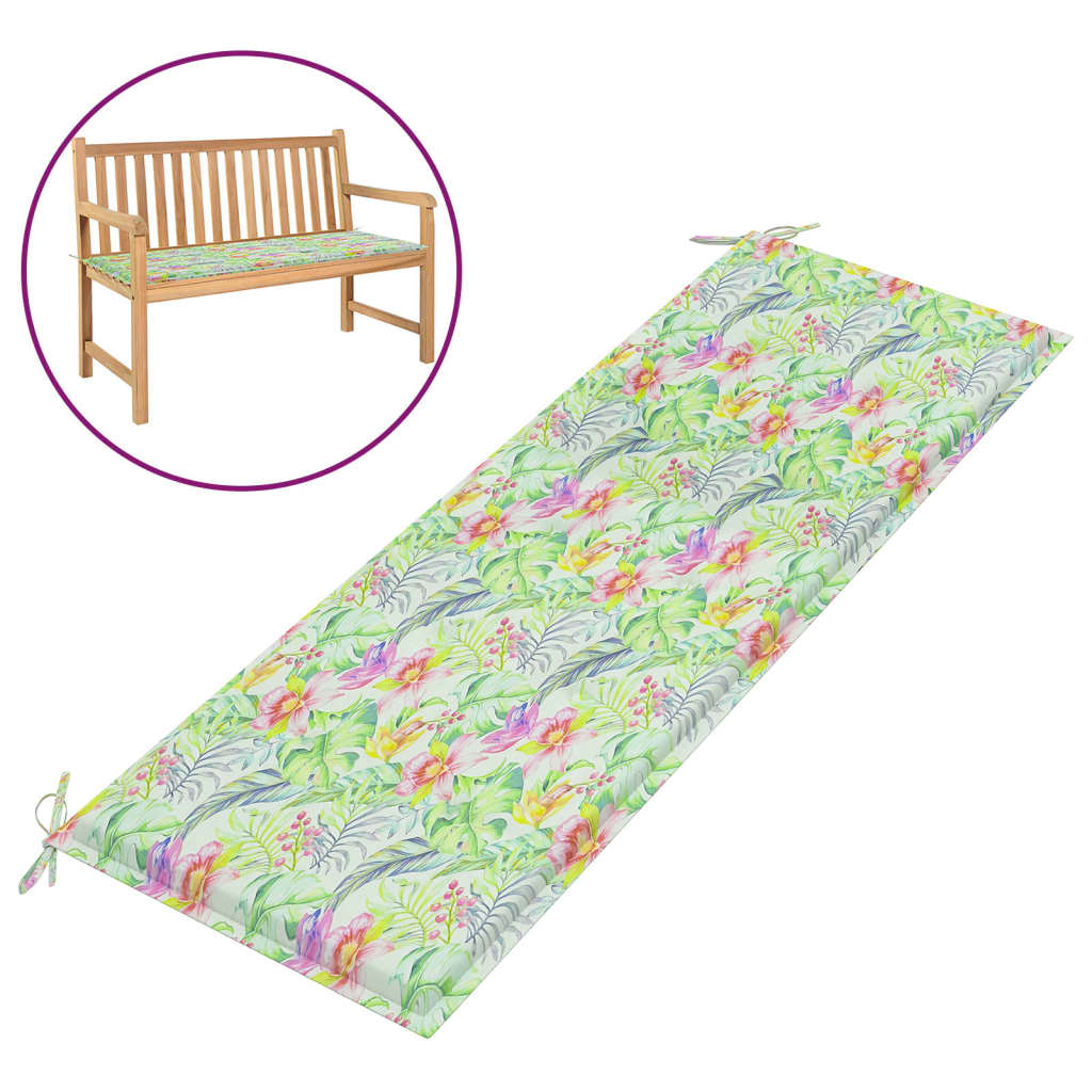 Vidaxl Garden Banch Cushion 150x50x3 cm Modello di foglie in tessuto Oxford