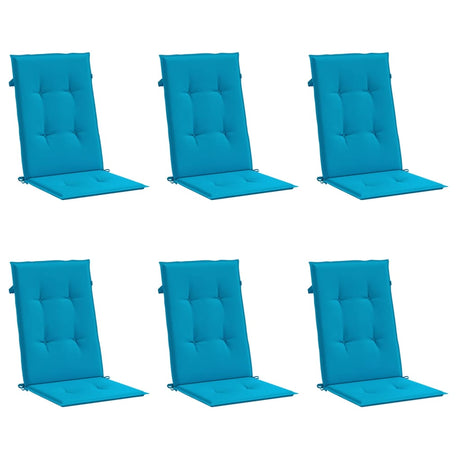 Vidaxl Gartenstuhl Kissen 6 St. hoher Rücken 120x50x3 cm Stoff Blau