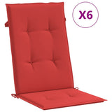 Vidaxl Gartenstuhl Kissen 6 St. hoher Rücken 120x50x3 cm Stoff rot