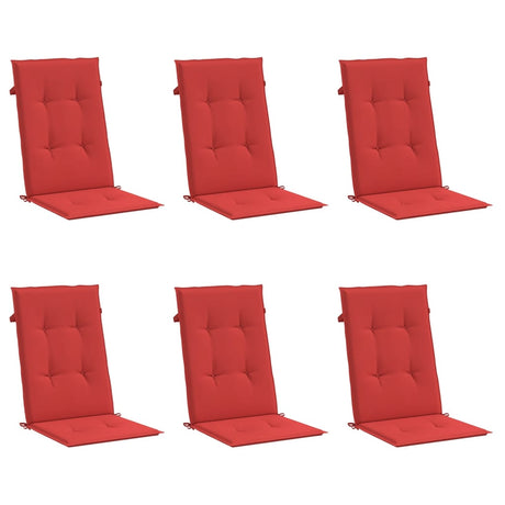 Vidaxl Gartenstuhl Kissen 6 St. hoher Rücken 120x50x3 cm Stoff rot