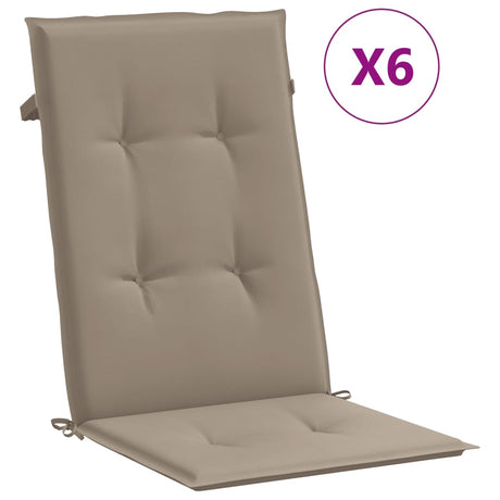 Vidaxl Gartenstuhlkissen 6 St. High Rücken 120x50x3 cm Stofftaupe