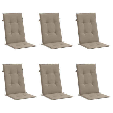 Vidaxl Gartenstuhlkissen 6 St. High Rücken 120x50x3 cm Stofftaupe