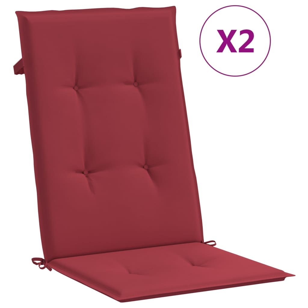 VidaXL Garden chair cushions 2 st high back 120x50x3 cm Fabric wine red