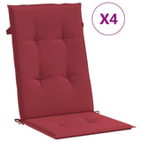Vidaxl Gartenstuhl Kissen 4 St. hoher Rücken 120x50x3 cm Stoff Wein rot