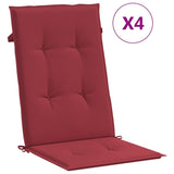 VidaXL Garden chair cushions 4 st high back 120x50x3 cm Fabric wine red