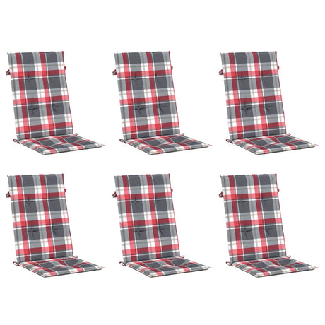 Vidaxl Gartenstuhlkissen 6 Stcs 120x50x3 cm Stoff Diamantmuster rot