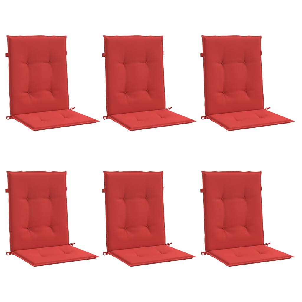 Cojines de silla de jardín Vidaxl 6 pcs 100x50x3 cm oxford tela roja