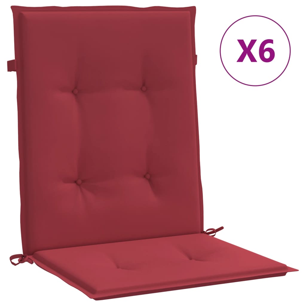 Vidaxl Garden Chair puter 6 stk 100x50x3 cm oxford stoff vin rød