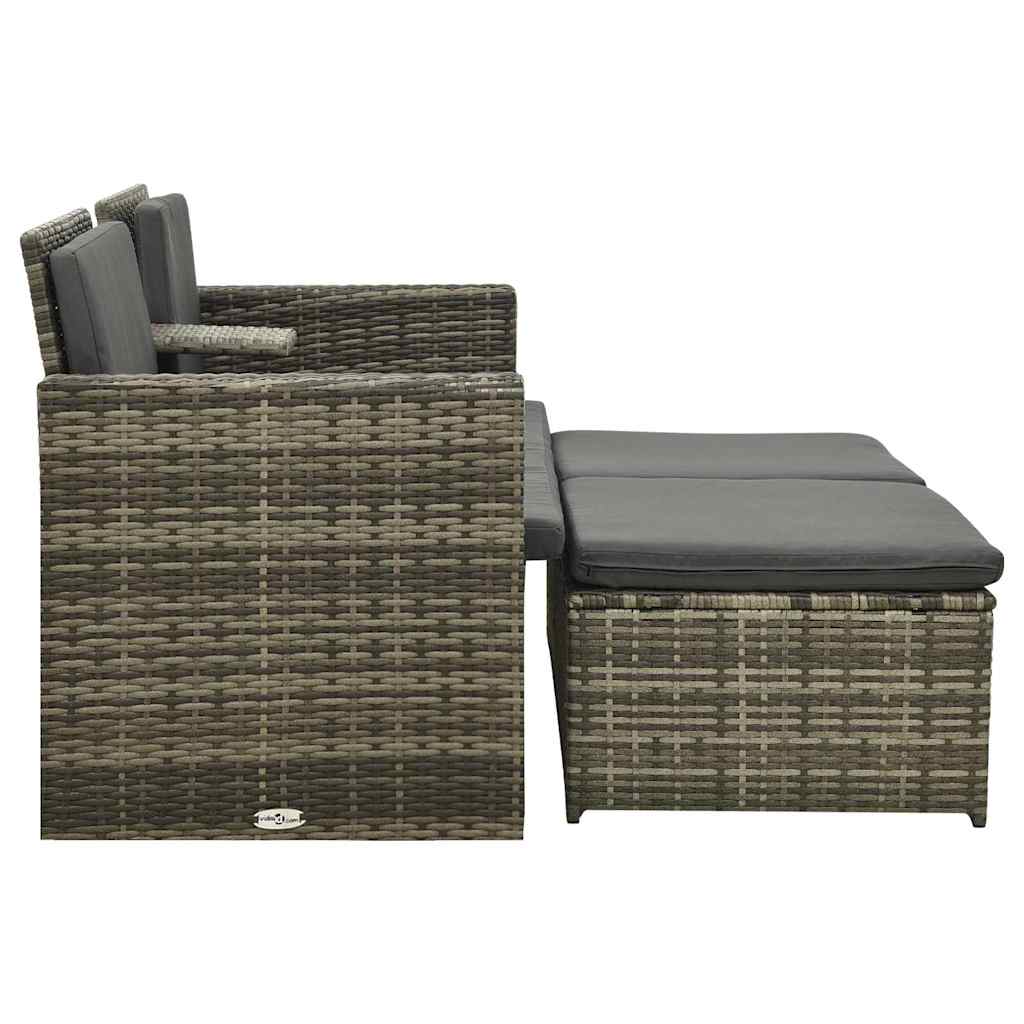 Vidaxl 3-delige loungeset met kussens poly rattan grijs