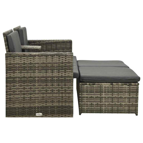 Vidaxl 3-delige loungeset met kussens poly rattan grijs