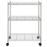 Rack de almacenamiento Vidaxl con ruedas de 3 capas 150 kg 60x35x81 cm de color cromado