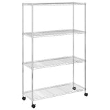 VIDAXL-Speicher 4-Schicht mit Rädern 200 kg 90x35x142 cm chromfarben
