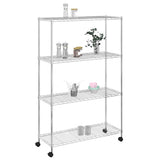 VIDAXL-Speicher 4-Schicht mit Rädern 200 kg 90x35x142 cm chromfarben