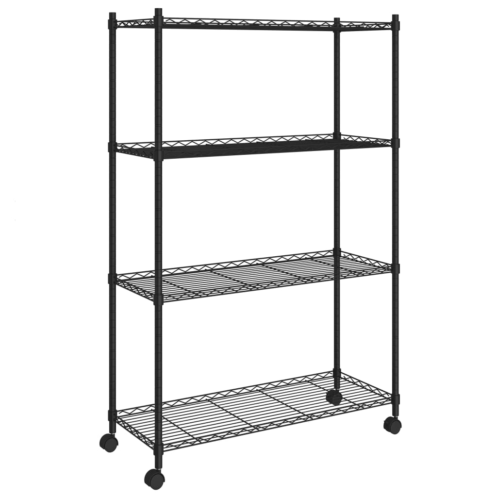 Vidaxl Storage Rack 4 capas con ruedas 200 kg 90x35x142 cm negro