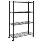 Vidaxl Storage Rack 4 capas con ruedas 200 kg 90x35x142 cm negro