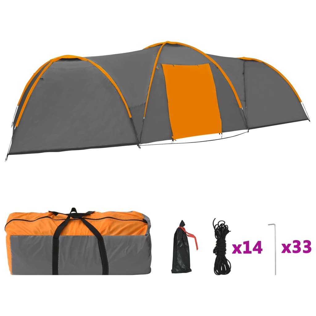 Vidaxl iglotent 8-person 650x240x190 cm grå och orange