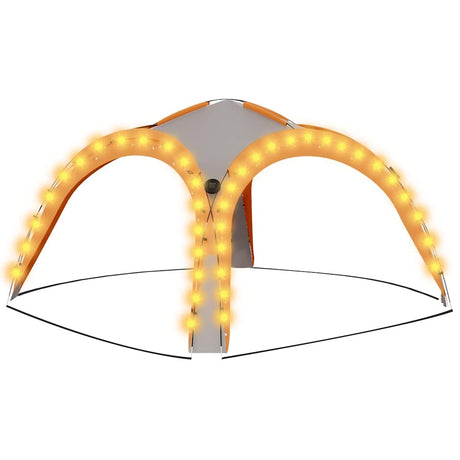 VIDAXL -Partyzelt mit LED- und 4 Seitenwänden 3.6x3,6x2,3 m grau und orange