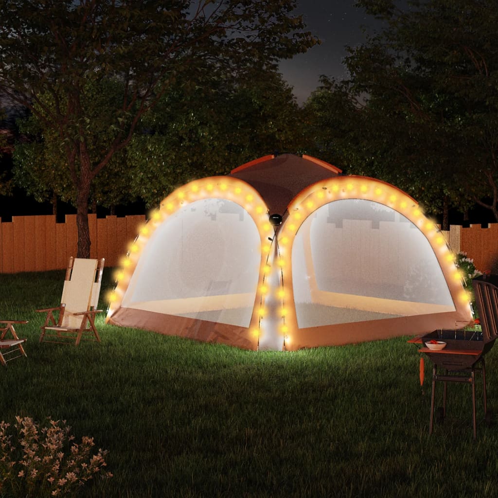 VIDAXL -Partyzelt mit LED- und 4 Seitenwänden 3.6x3,6x2,3 m grau und orange