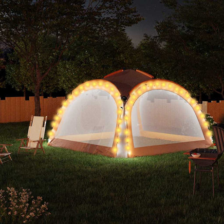 VIDAXL -Partyzelt mit LED- und 4 Seitenwänden 3.6x3,6x2,3 m grau und orange