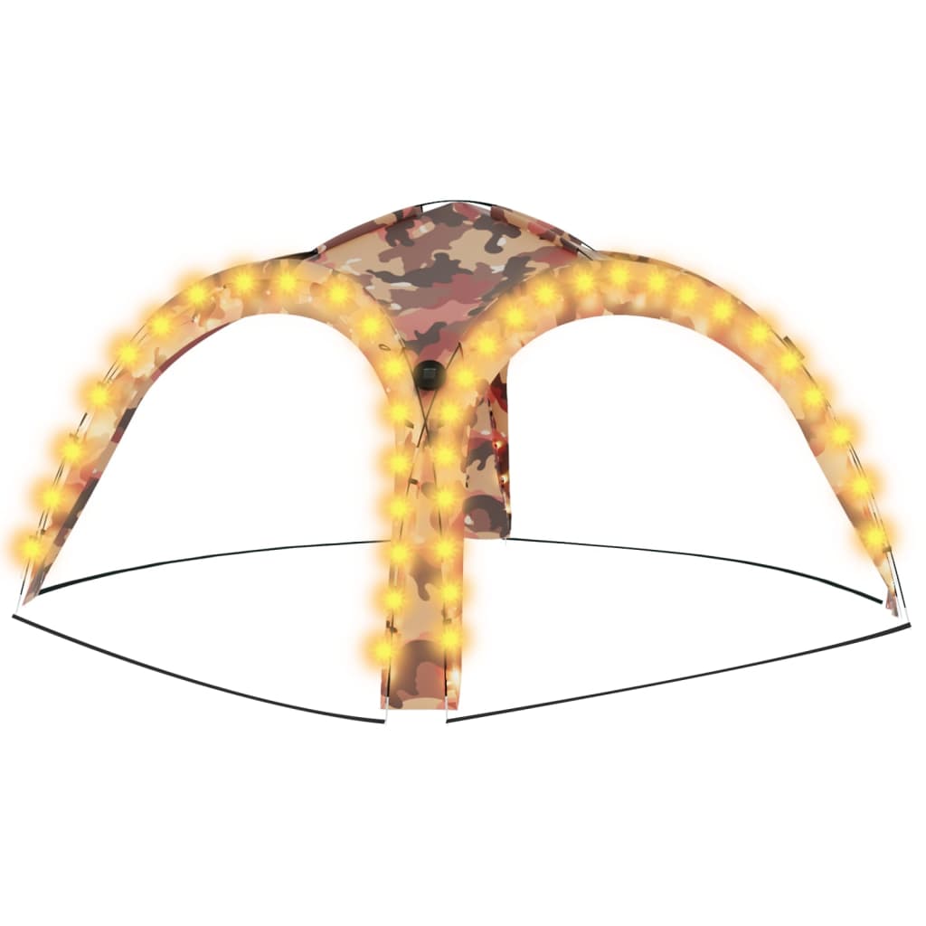 Tenda per feste Vidaxl con LED e 4 pareti laterali 3.6x3.6x2.3 m camuffamento