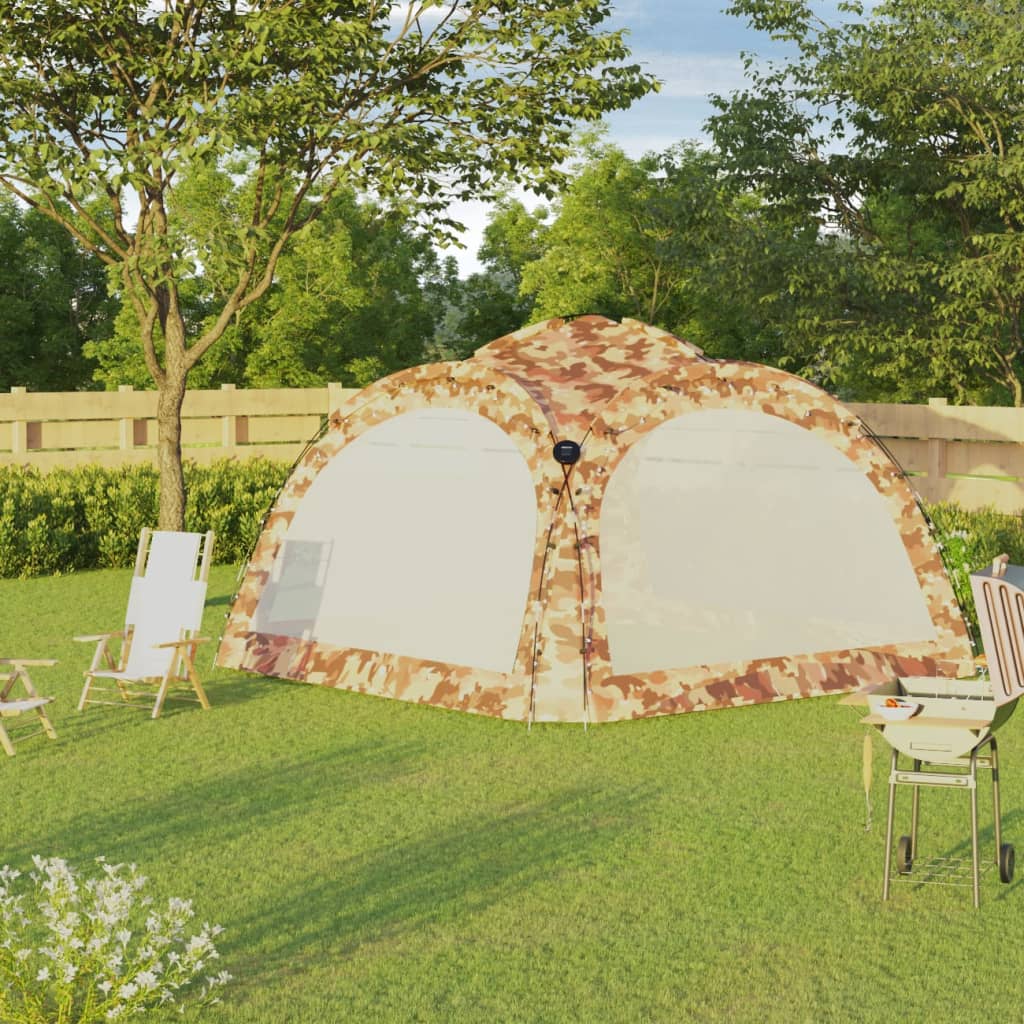 Tenda per feste Vidaxl con LED e 4 pareti laterali 3.6x3.6x2.3 m camuffamento