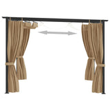 Vidaxl arbor with curtains 3x3 m steel taupe