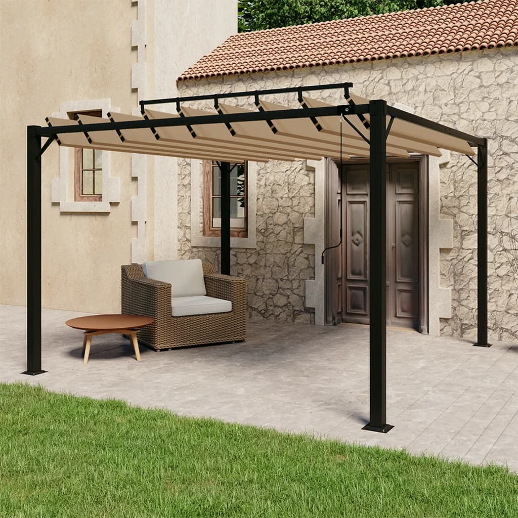 Arbor vidaxl avec toit à latte 3x3 m de poussière et taupe en aluminium