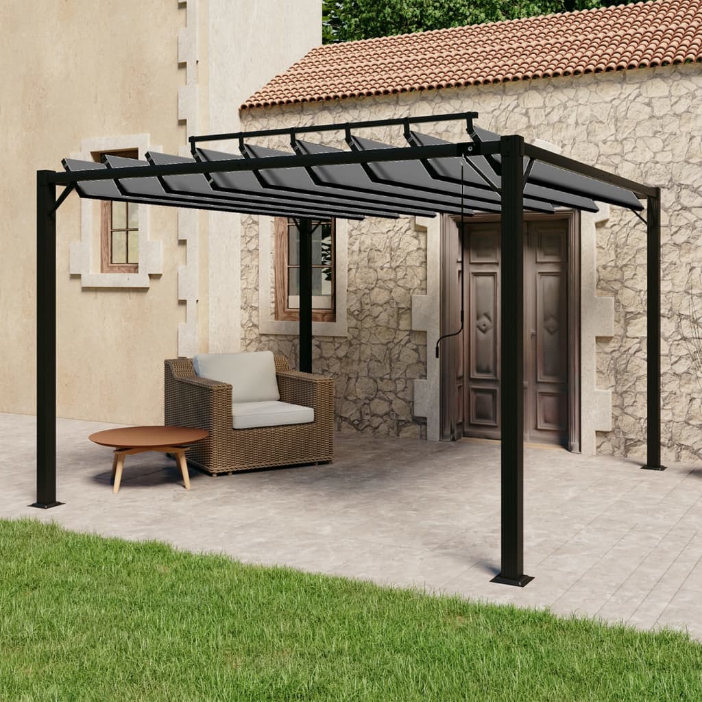 Vidaxl Arbor med lamellak 3x3 m damm och aluminium Anthracite -färgad