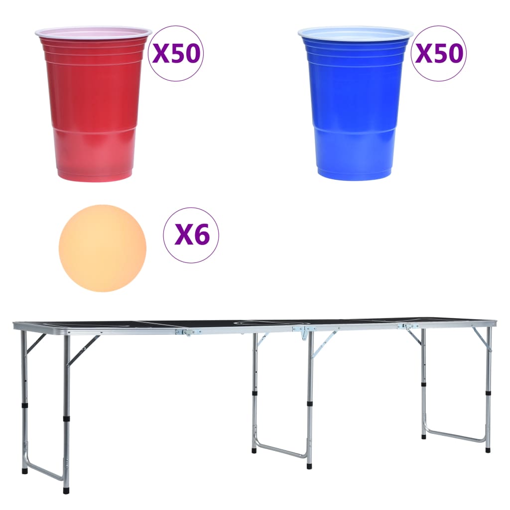 Vidaxl Bier -Pong -Tisch mit Tassen und Bällen zusammenklappbar 240 cm