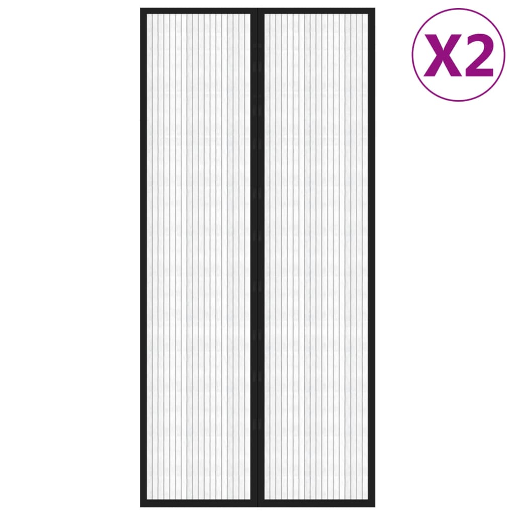 Vidaxl Insektentürvorhänge 2 PCs Magnetisch 220x110 cm schwarz