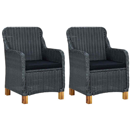 Vidaxl tuinstoelen 2 st met kussens poly rattan donkergrijs