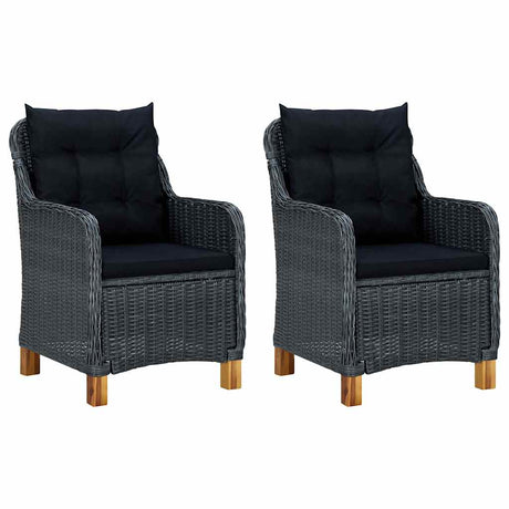 Vidaxl tuinstoelen 2 st met kussens poly rattan donkergrijs