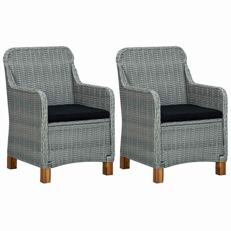 Vidaxl tuinstoelen 2 st met kussens poly rattan lichtgrijs