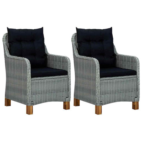 Vidaxl tuinstoelen 2 st met kussens poly rattan lichtgrijs