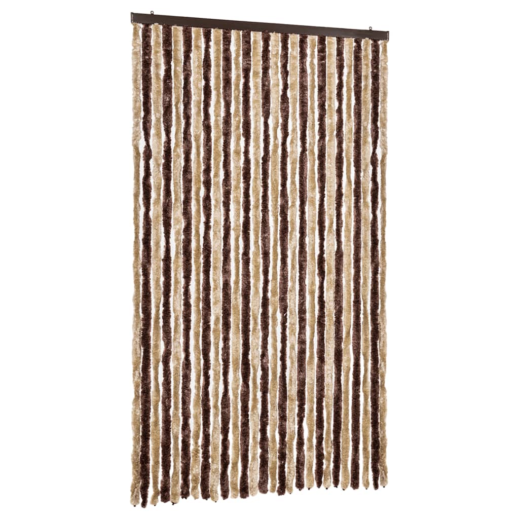 Cortina de mosca Vidaxl 118x220 cm chenille beige y marrón claro