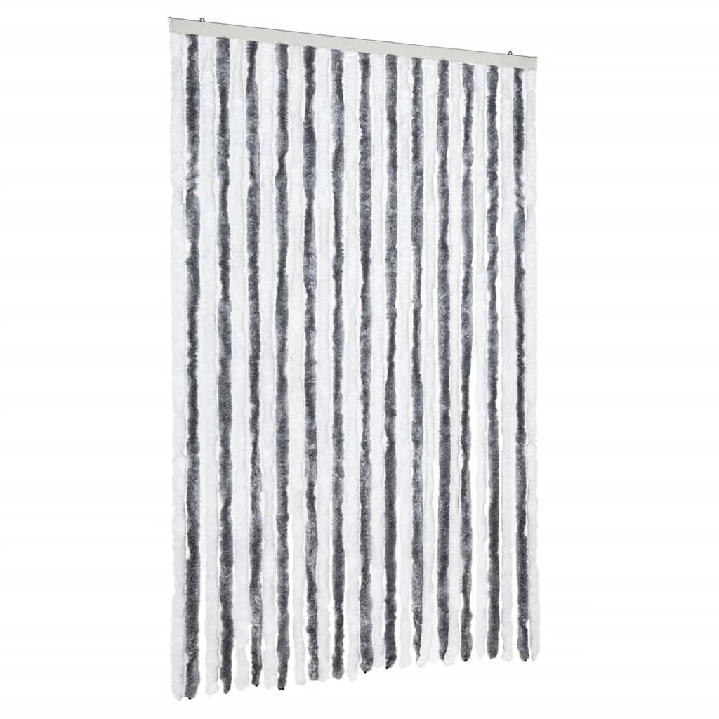 Cortina de mosca Vidaxl 118x220 cm chenille gris y blanco