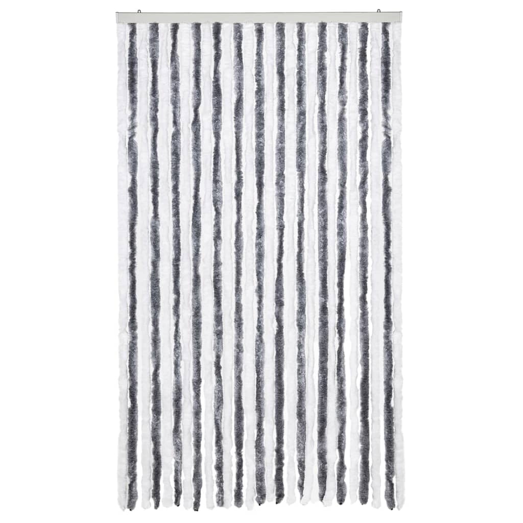 Cortina de mosca Vidaxl 118x220 cm chenille gris y blanco