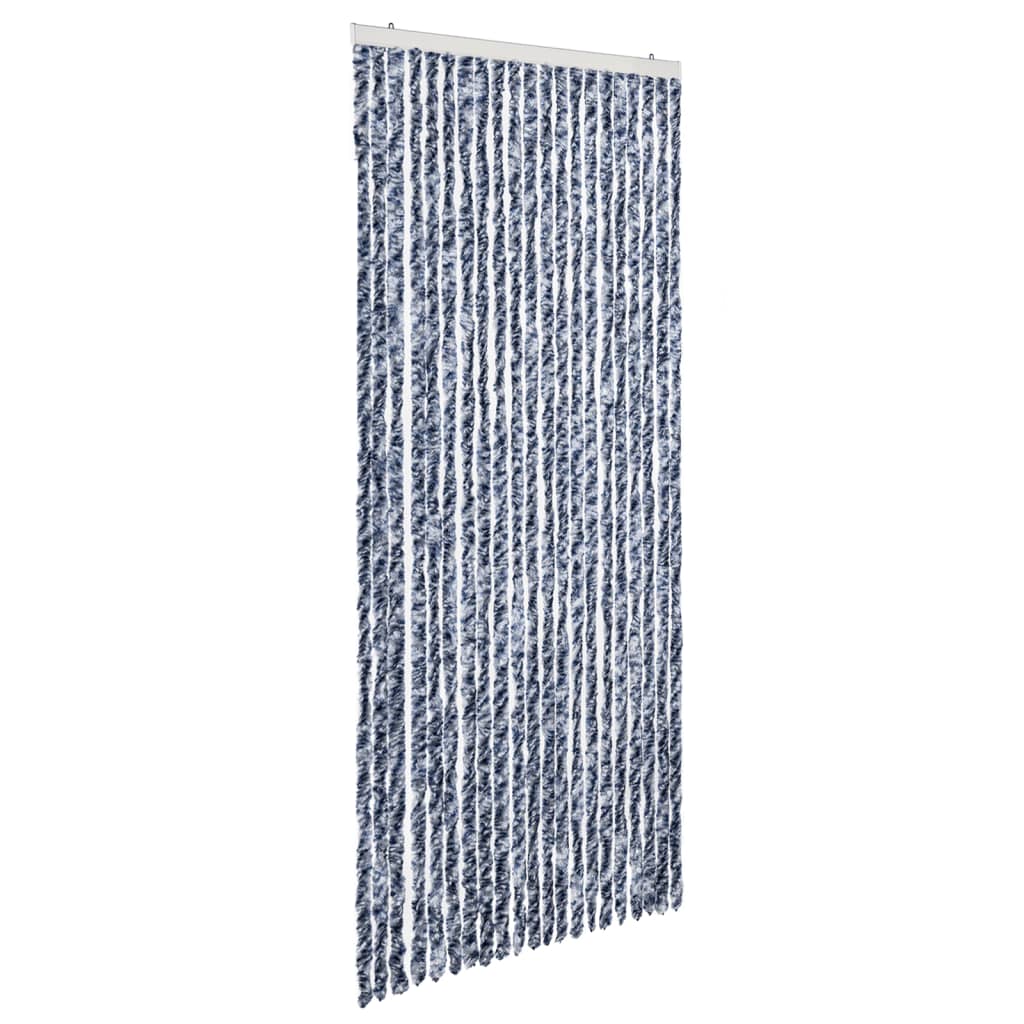 Vidaxl Fly Vorhang 90x200 cm Chenille Blau und Weiß