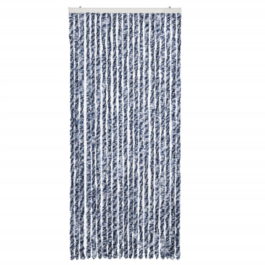 Vidaxl Fly Vorhang 90x200 cm Chenille Blau und Weiß