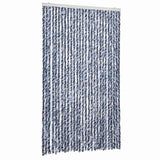 Vidaxl Fly Vorhang 118x220 cm Chenille Blau und Weiß