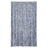 Vidaxl Fly Vorhang 118x220 cm Chenille Blau und Weiß