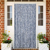 Vidaxl Fly Vorhang 118x220 cm Chenille Blau und Weiß