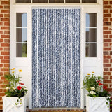 Vidaxl Fly Vorhang 118x220 cm Chenille Blau und Weiß