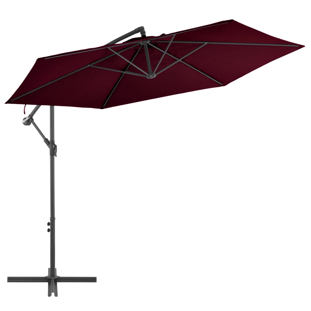 Vidaxl flytende parasol med aluminiumstang 300 cm burgunder rød