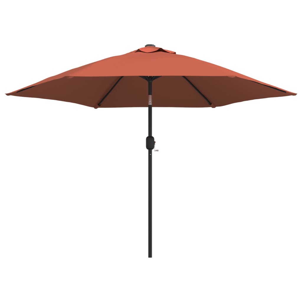 Vidaxl Parasol con illuminazione a LED e polo in acciaio 300 cm Terracotta