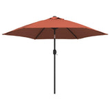Vidaxl -Parasol mit LED -Beleuchtung und Stahlstast 300 cm Terrakotta