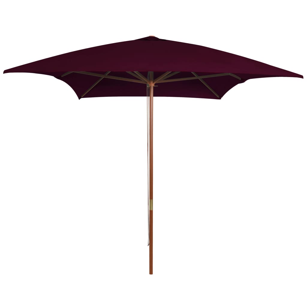 Vidaxl Parasol con palo in legno 200x300 cm Bordeaux rosso