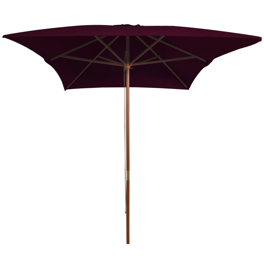 Vidaxl Parasol con palo in legno 200x300 cm Bordeaux rosso