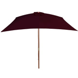 Vidaxl Parasol con palo in legno 200x300 cm Bordeaux rosso