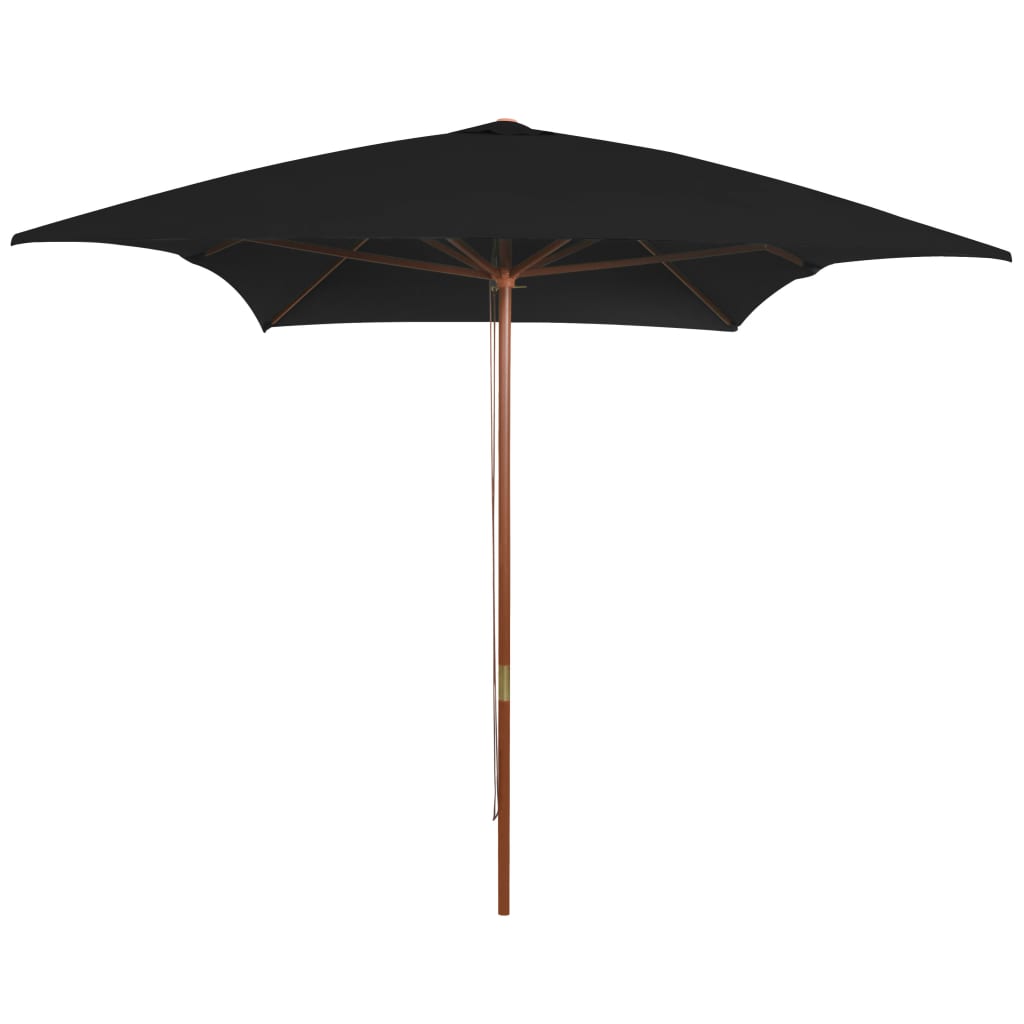 Vidaxl Parasol con palo di legno 200x300 cm nero